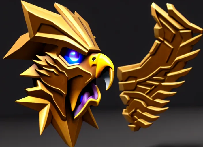 Prompt: eagle head, stylized stl, 3 d render, activision blizzard style, hearthstone style