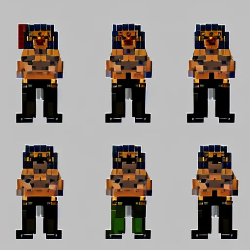 Prompt: 8 bit sprite sheet for an orc barbarian character