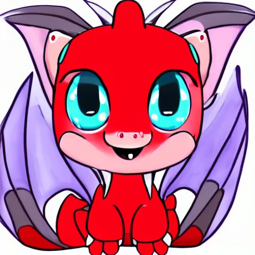 Image similar to the most cutest adorable happy picture of a dragon, tiny firespitter, kawaii, chibi style, Dra the Dragon, tiny red babdy dragon, adorably cute, enhanched, stuffed dragon, deviant adoptable, digital art Emoji collection