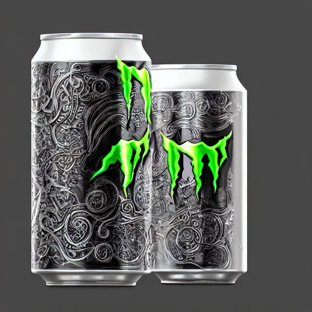 Image similar to aluminian can of monster energy drink, intricate and very very beautiful and elegant, highly detailed, digital painting, artstation, concept art, smooth and sharp focus, illustration