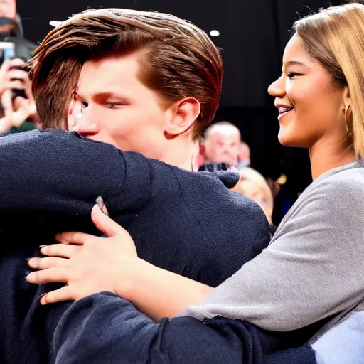 Image similar to keke palmer hugs tom holland