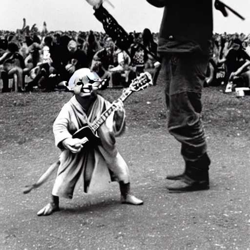 Image similar to yoda performing at woodstock