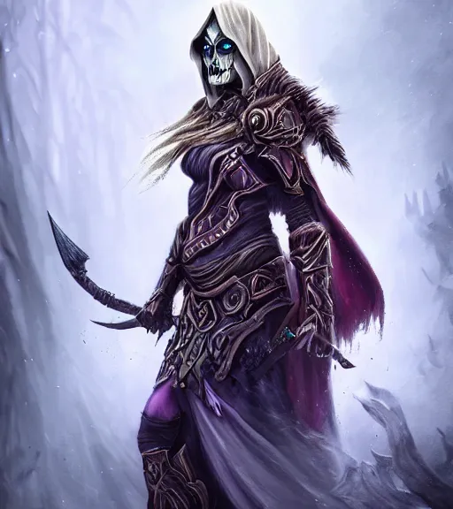 Image similar to sylvanas windrunner, cinematic flavor, rich decaying colors!, digital painting, skull liminal void background, a real picture taken by Daniel Dos Santos