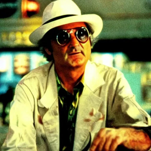 Image similar to bill murray in fear and loathing in las vegas, movie still, promotional shot