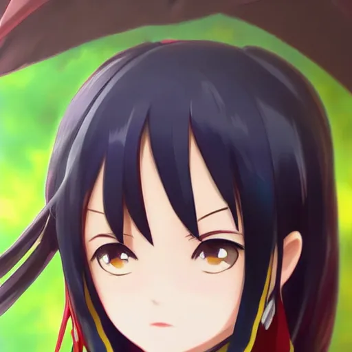 Image similar to megumin from konosuba, realistic painting, sharp focus, closeup portrait, highly detailed