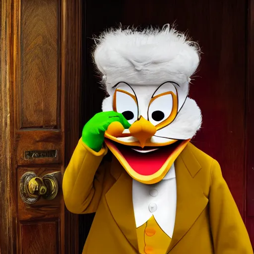 Prompt: Dan Larimer as scrooge mcduck, hyper realistic photo