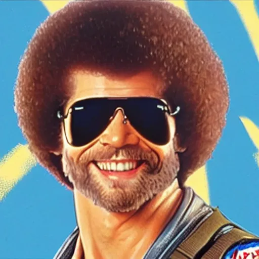 Prompt: bob ross top gun