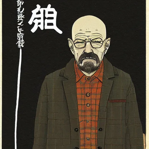 Image similar to by akio watanabe, manga art, Walter White doing the Griddy, dark festival, trading card front