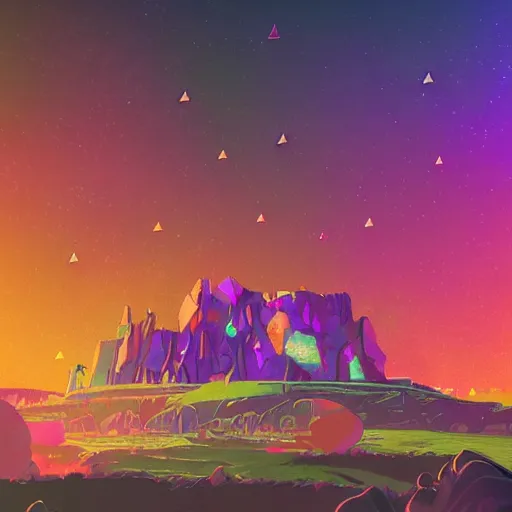 Image similar to a diamond mine, lots of diamonds unearthed, a lights is being reflected all around the dark cave mine, luminous Color’s, synthwave style, concept art.