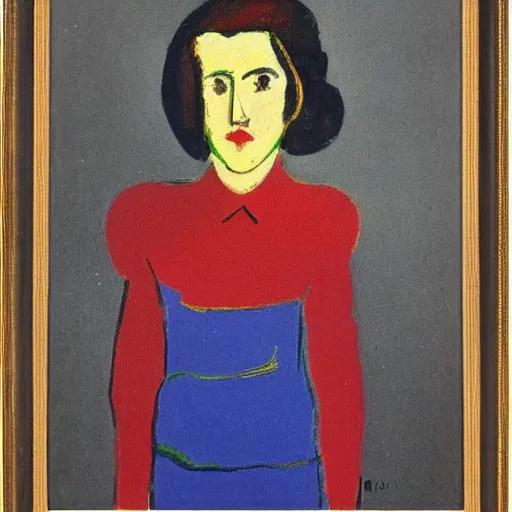 Prompt: by alexej von jawlensky jaunty, realistic. drawing. a young girl stands in the center of the frame, looking off to the side. she wears a school uniform with a short skirt & a striped shirt. the background is a vivid, with wavy lines running through it.