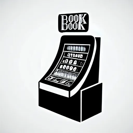 Image similar to book illustration of a slot machine, book illustration, monochromatic, white background, black and white image