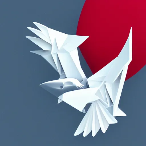 Image similar to low poly, vector, white eagle flying above an open book, icon, red background, cgsociety, artstation, octane render