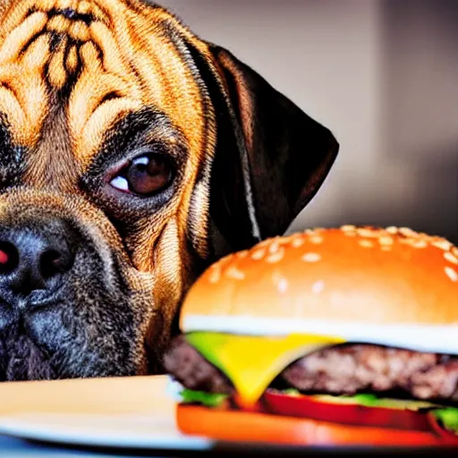 Image similar to dog eating burger, photo