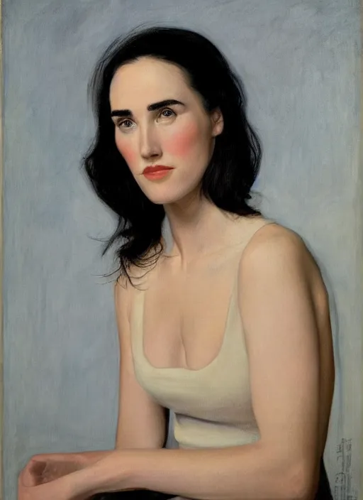 Image similar to portrait of young Jennifer Connelly by John Currin