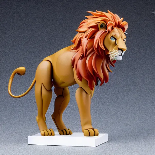 Image similar to a figma lion, side view, full body, 4 k, highly detailed