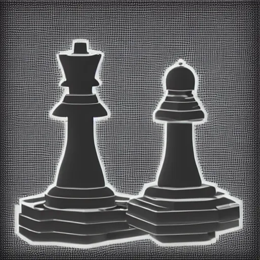 Image similar to underexposed film of a chess piece wireframe mesh model, low poly