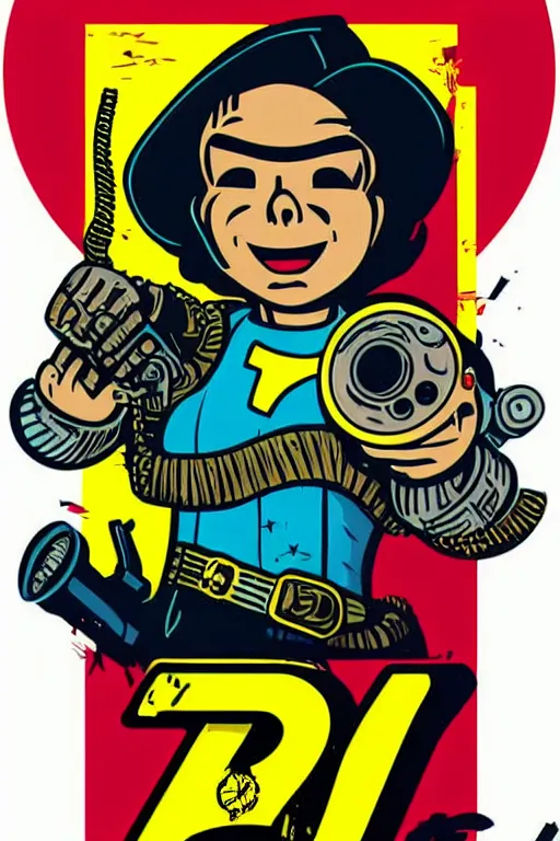 Image similar to fallout 7 6 retro futurist illustration art by butcher billy, sticker, colorful, illustration, highly detailed, simple, smooth and clean vector curves, no jagged lines, vector art, smooth andy warhol style