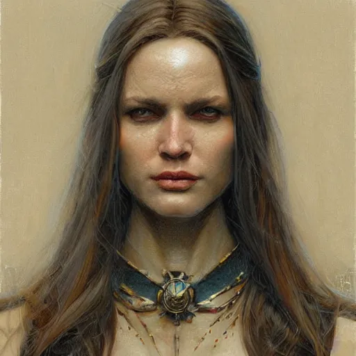 Prompt: the famous female wizard, closeup portrait art by donato giancola and greg rutkowski, vintage retro, realistic face, digital art, trending on artstation, symmetry!!