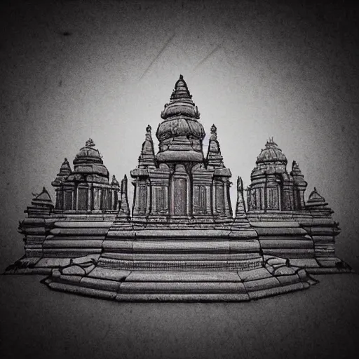 Prompt: a sketch of an Hindu temple on Mars in the style of da Vinci