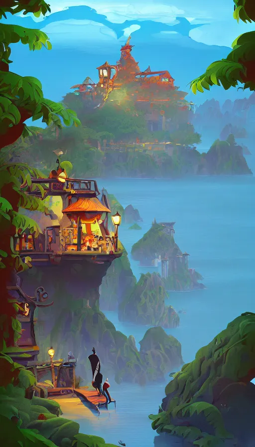 Image similar to the secret of monkey island, sharp focus, james gilleard, cinematic, game art, extremely detailed digital painting, print