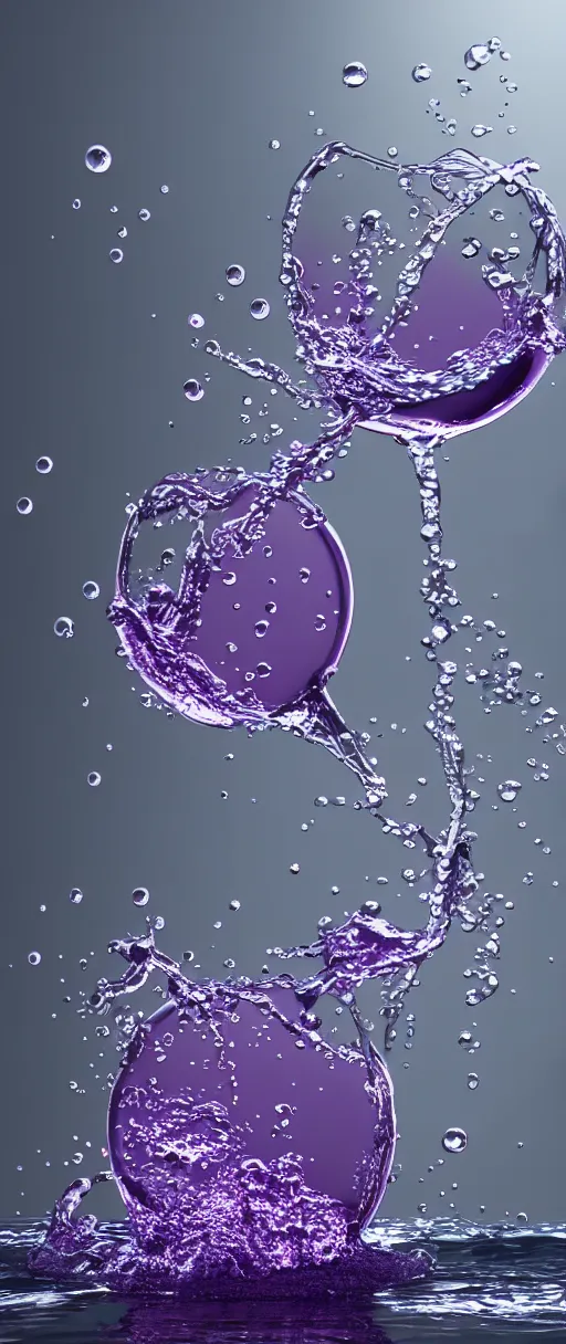 Image similar to purple bubbles octane render, hyper realistic, 4 k, intricate detail, vivid, colorful, water, condensation