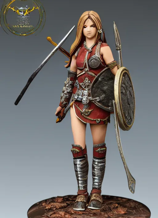 Prompt: Product Introduction Photos, 4K, Full body, 80mm resin detailed miniature of a warrior girl