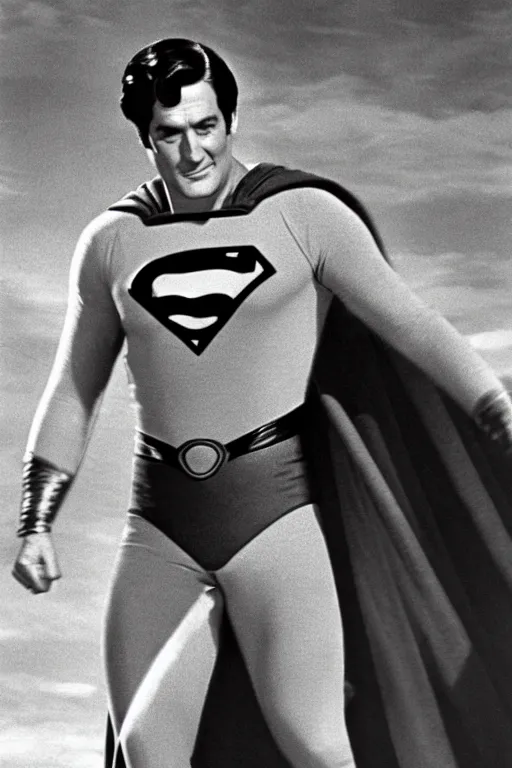 Image similar to rock hudson playing superman in 1 9 7 8, superhero movie