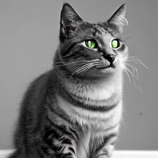 KREA - chad cat looking like Ernest Khalimov, big chin, black and white  filter, ultra hd, 8k