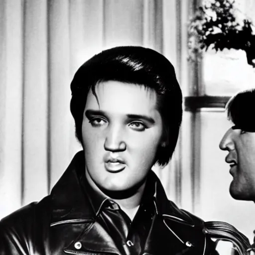 Image similar to elvis presley living in argentina with hitler as his roommate, ultra detailed, 8 k