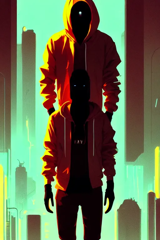 Image similar to cyberpunk synth, hyper - realistic portrait of a man in a white and red hoodie, cyberpunk, by atey ghailan, by greg rutkowski, by greg tocchini, by james gilleard, by joe fenton, by kaethe butcher, dynamic lighting, gradient light blue, brown, neon cinematic lighting color scheme, sharp focus, grunge aesthetic