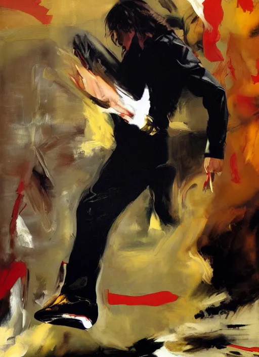 Prompt: quentin tarantino mayonnaise feet, painting by phil hale, fransico goya,'action lines '!!!, graphic style, visible brushstrokes, motion blur, blurry, visible paint texture, crisp hd image