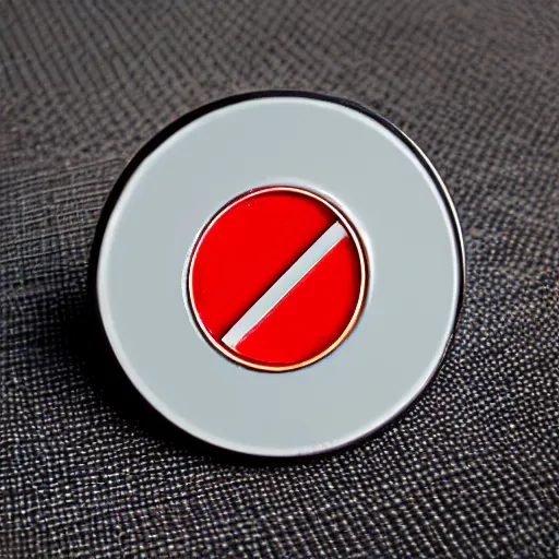 Image similar to a photo of a retro 1 9 6 0 s minimalistic clean fire warning label enamel pin, no text, studio lighting, behance