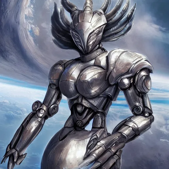 Prompt: giant stunning goddess shot, galactic sized beautiful hot anthropomorphic robot mecha female dragon, floating alone in space, larger than the planet, holding the earth, the earth a mere marble in her hand, detailed sleek silver armor, sharp claws, epic proportions, epic scale, highly detailed digital art, sci fi, furry art, macro art, dragon art, goddess art, warframe fanart, destiny fanart, anthro, furry, giantess, macro, furaffinity, deviantart, 8k 3D realism