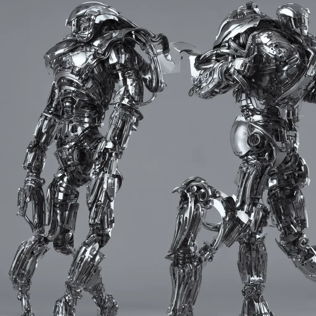 Prompt: an alien wearing a mechanical battle armor, full body, octane render, photo realistic, hyper realistic, 8 k resolution