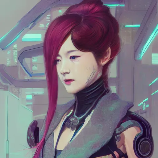 Image similar to cyberpunk japanesse girl, with techware, d & d, intricate, elegant, highly detailed, digital painting, japanese, altered carbon style, trending on artstation, concept art, studio ghibli, illustration, art by artgerm and greg rutkowski and alphonse mucha