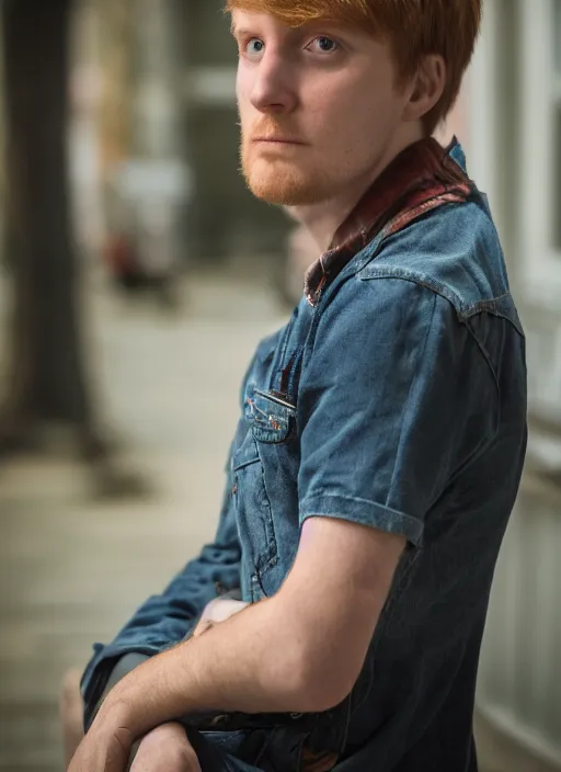 Image similar to portrait photo still of real life philip j fry, 8 k, 8 5 mm, f. 1 4