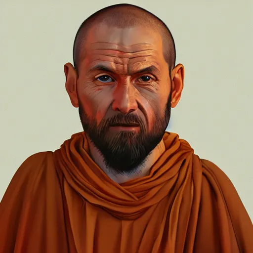 Prompt: portait of a monk, in the style of Ben Bauchau, artstation