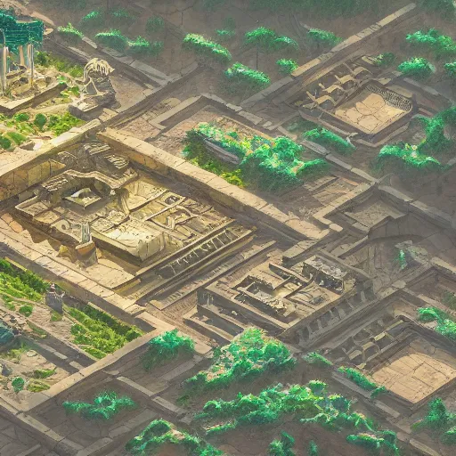 Prompt: a hyper detailed isometric aerial vector view of an ancient kingdom by madmaraca, concept art, level design, highly detailed, 8k wallpaper