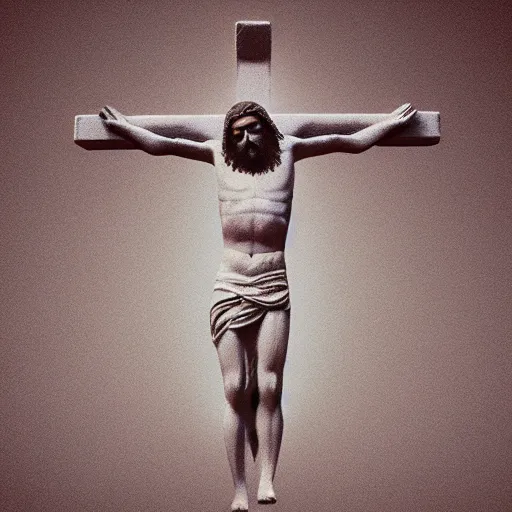 Image similar to jesus christ on the cross by beeple