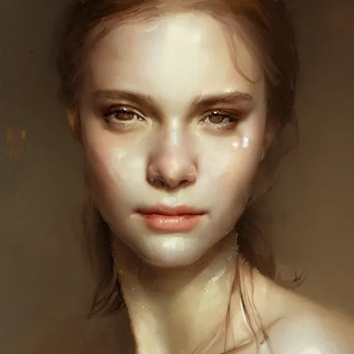 Image similar to epic portrait of a beautiful girl with an unnaturally wide smile, beautiful!, dewy skin, ethereal, painting, concept art, warm lighting, greg rutkowski