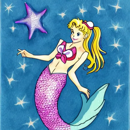 Image similar to sailor moon as a.mermaid