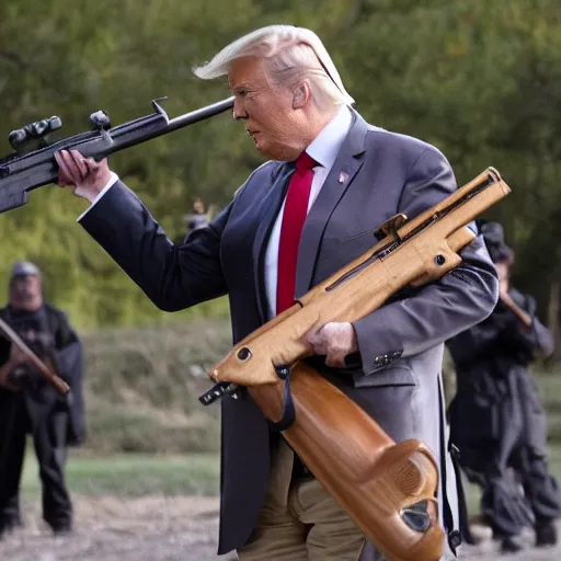 Prompt: trump with a rifle