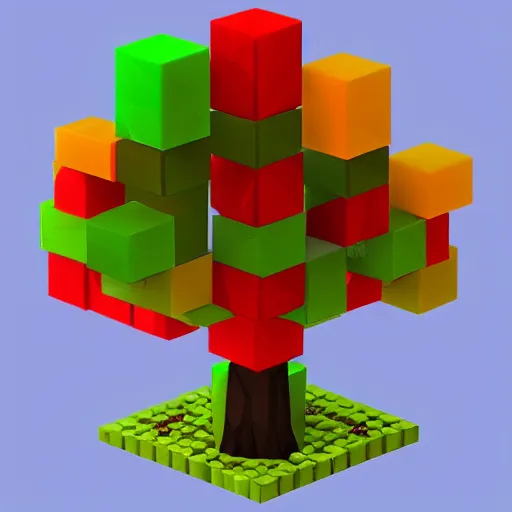 Image similar to a low poly tree with cubes as fruits