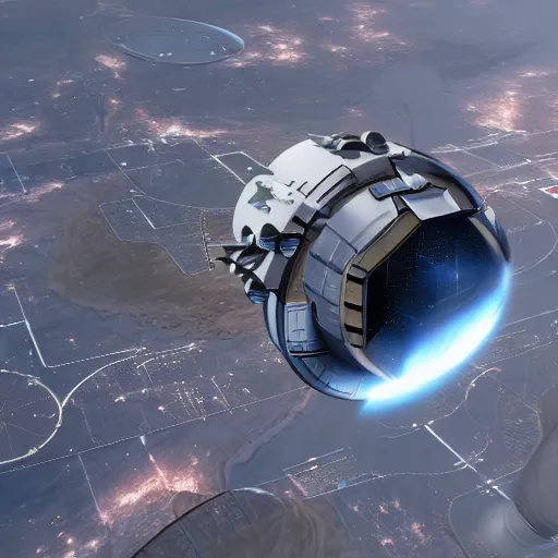 Prompt: a high - tech space port, realistic depiction