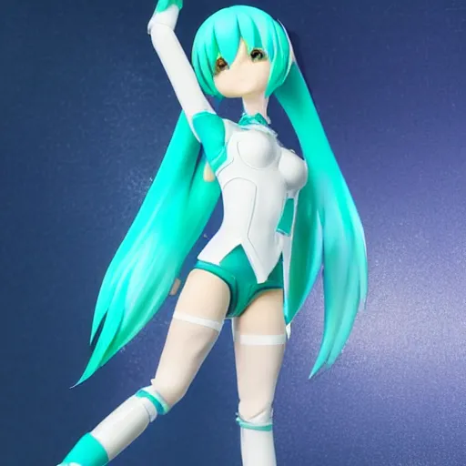 Image similar to putin cosplay hatsune miku isolated vinyl figure, figure photography, dynamic pose, holographic undertones, motion shapes color design, glitter accents on figure, anime stylized, sharp focus, accurate fictional proportions, high delicate defined details, ethereal lighting