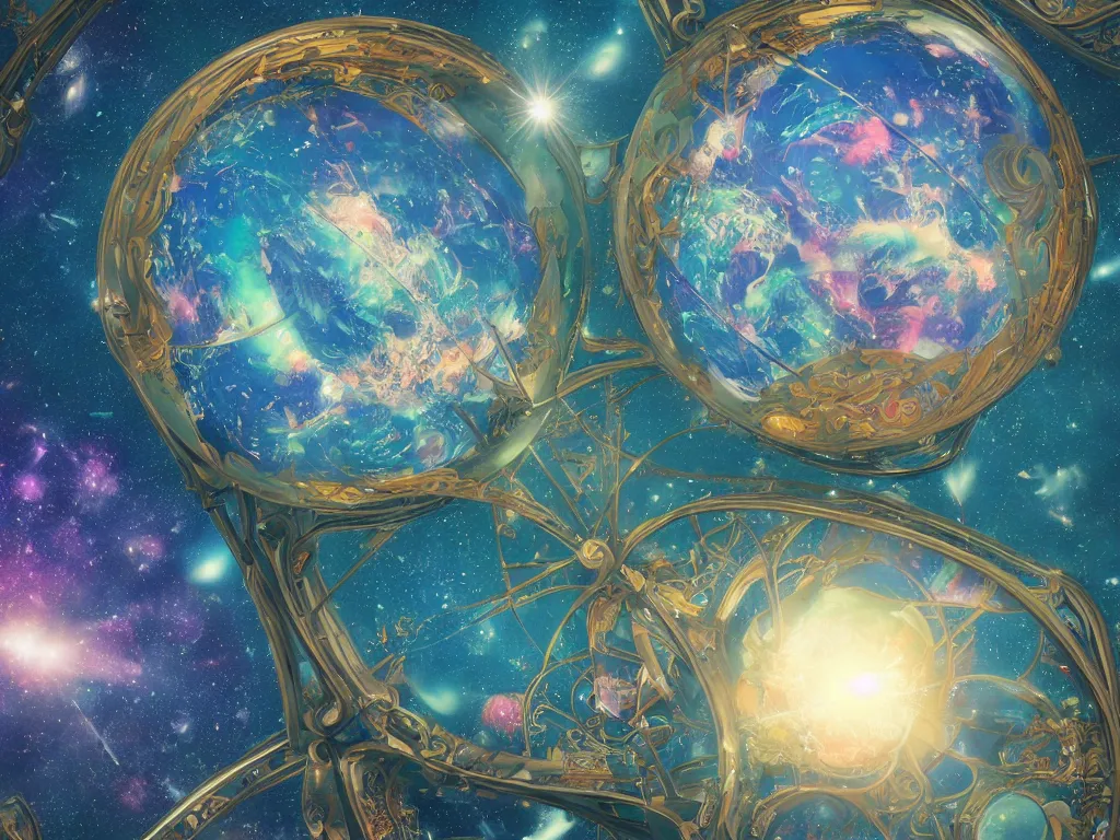 Prompt: The universe is a spheroid region 705 meters in diameter, 3d render, Sunlight Study, by Carducius Ream and ((((Lisa Frank)))), Art Nouveau, 8k, extreme detail, sharp focus, octane render