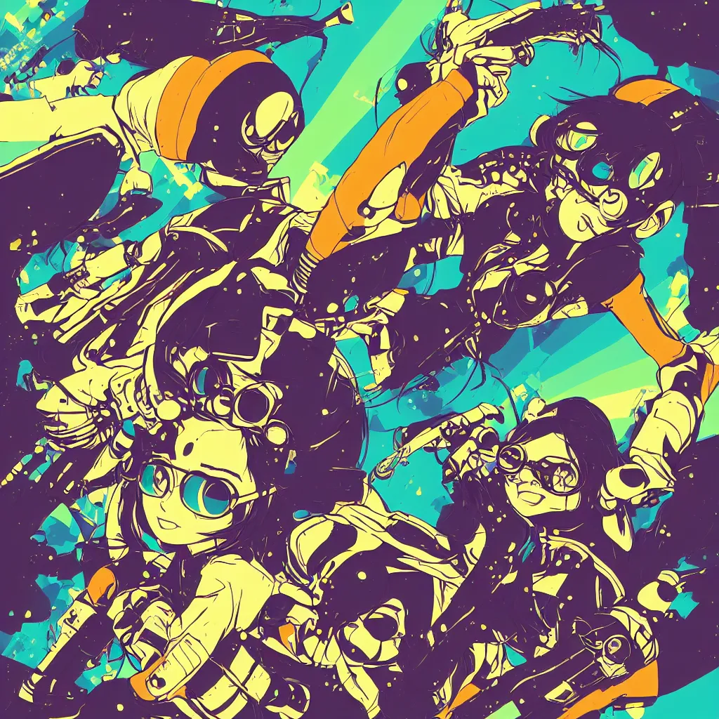 Image similar to in love ryuta ueda artwork, jet set radio artwork, stripes, gloom, space, cel - shaded art style, broken rainbow, data, minimal, speakers, code, cybernetic, dark, eerie, cyber