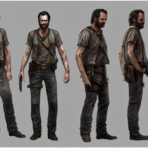 character design sheet, rick grimes, the walking dead, | Stable ...