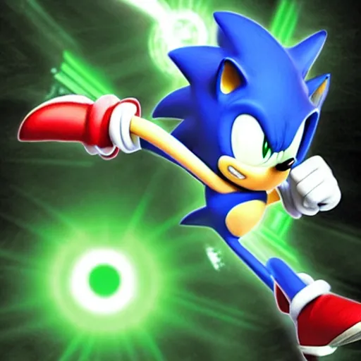 Image similar to sonic the hedgehog as green lantern