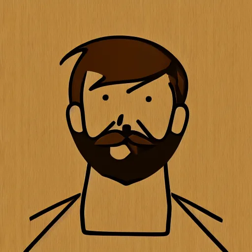 Prompt: bearded man turns bowl on woodlathe, vector art, simple, clean, monochromatic